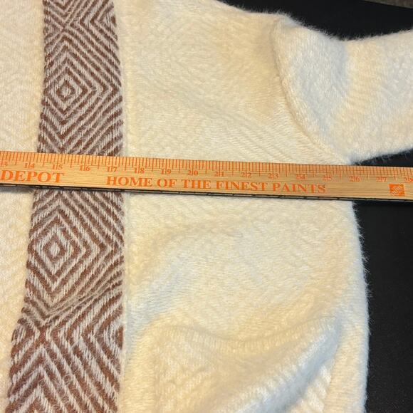 World Market Long Open Front Cozy Cardigan One Size Cream Brown Boho Geometric - Picture 4 of 6